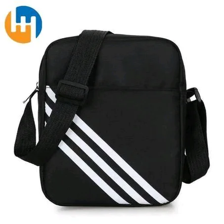 HUAHUA HUAHUA Simple Men's Crossbody Bag Shoulder Bag Casual Bag Black diagonal stripe