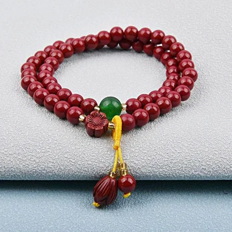 Gen House Original Ore Cinnabar Six-character Mantra Multi-circle Purple Gold Sand Bracelet High Content Men And Women Bracelet Safety Buckle Pendant Pixiu