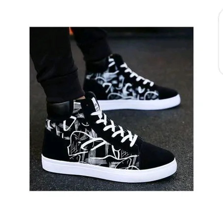 2025 Mens Casual High-Top Shoes Running Sneakers-Black White