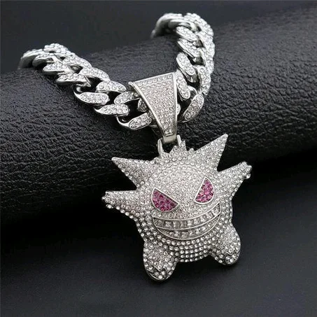 Men Hip-Hop Game Boy Pendant With Iced Out Bling Big Square Chain