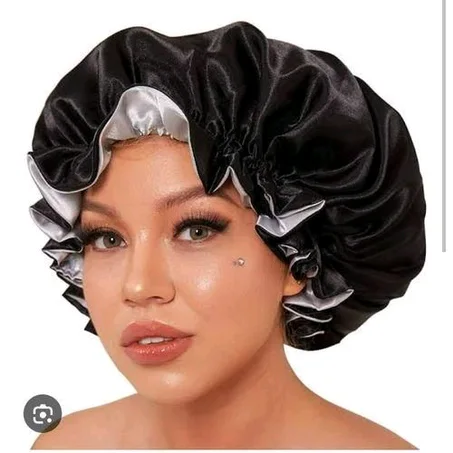 Ladies Plain Satin Bonnet Sleep Cap-Bathing Wrap