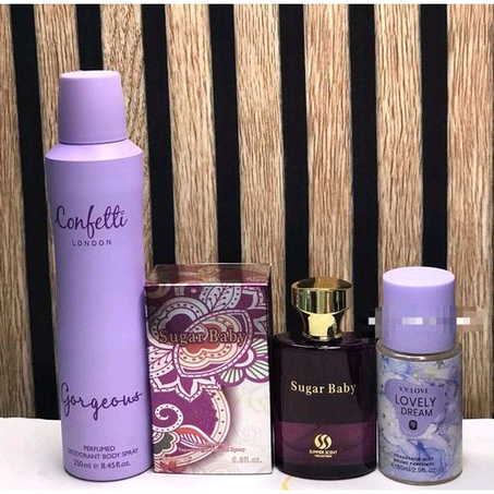 Summer SCENT SUGAR BABY 25ML PERFUME AND CONFETTI BODY SPRAY 200ml WITH BODY MIST