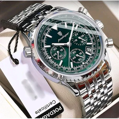 POEDAGAR Very Rugged & Sophisticated Silver Wristwatch For Men Of Timber Calibre