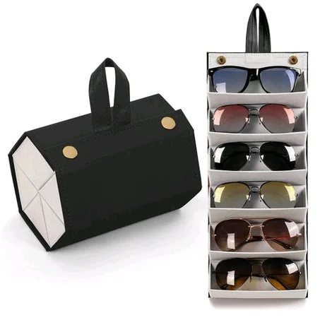5 Slot Eyeglasses Case Box Sunglass Organizer Holder Bag