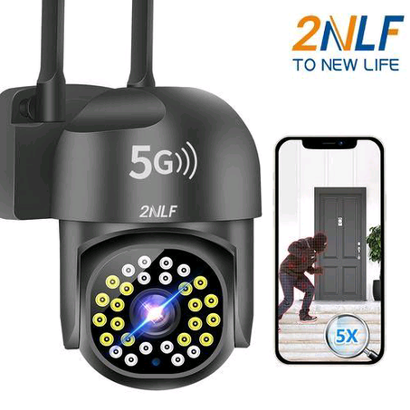2NLF 5G Wifi Security Cameras With LED Alarm 1080p Black