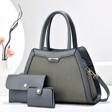 3in1 Set Ladies Office Casual Shoulder Leather Handbag