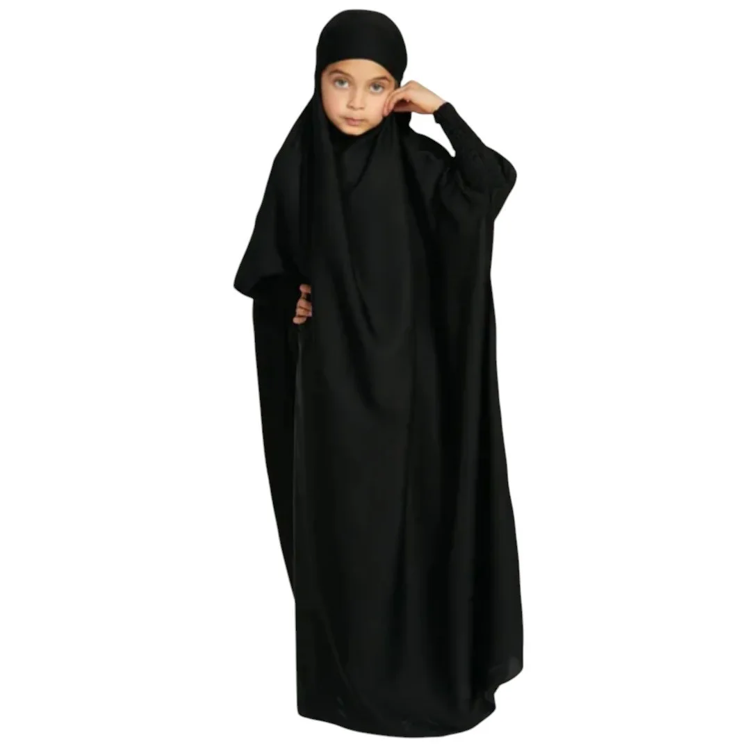 jilbab / Junior Girls One Piece Full Length Jilbab/ Prayer Abaya - Forest Green