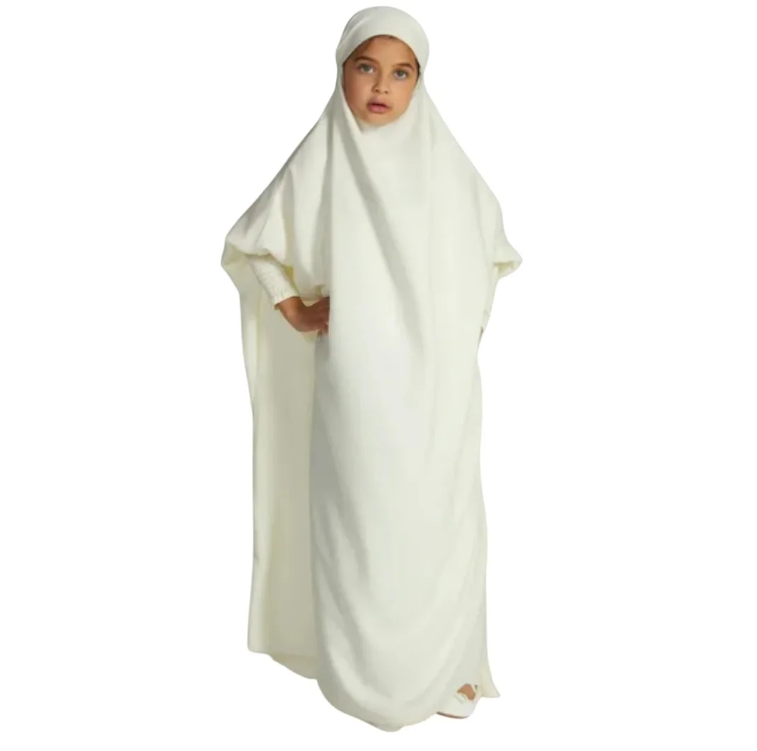jilbab / Junior Girls One Piece Full Length Jilbab/ Prayer Abaya - Forest Green