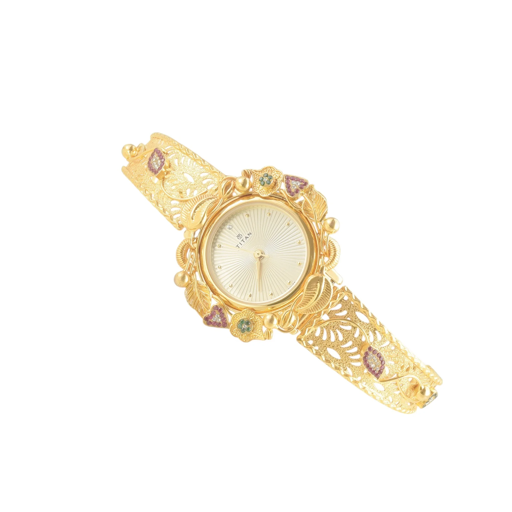 Montre TITAN 22K Or – Rubis, Émeraude & Diamants