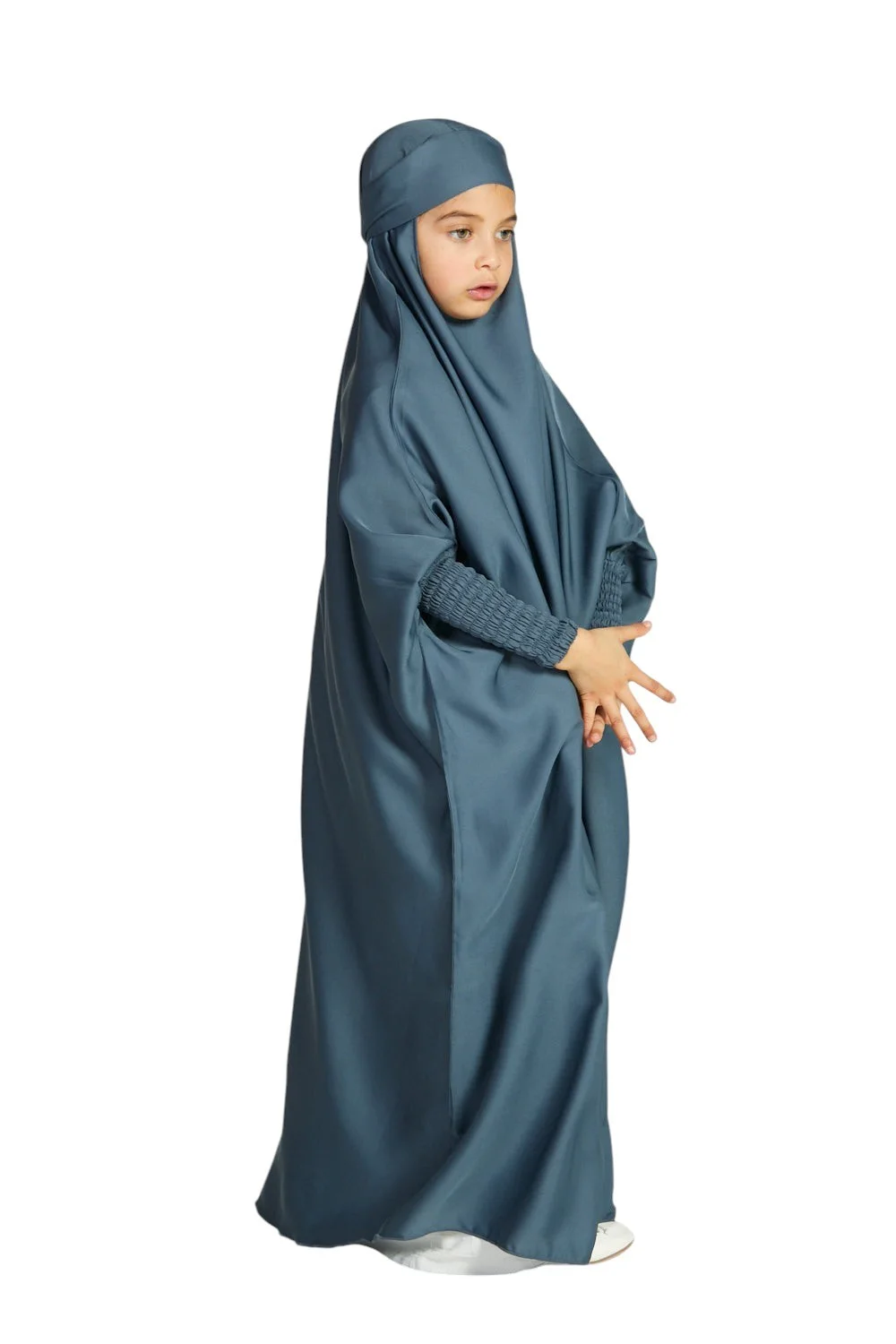 jilbab / Junior Girls One Piece Full Length Jilbab/ Prayer Abaya - Forest Green