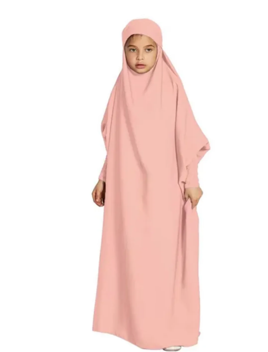 jilbab / Junior Girls One Piece Full Length Jilbab/ Prayer Abaya - Forest Green