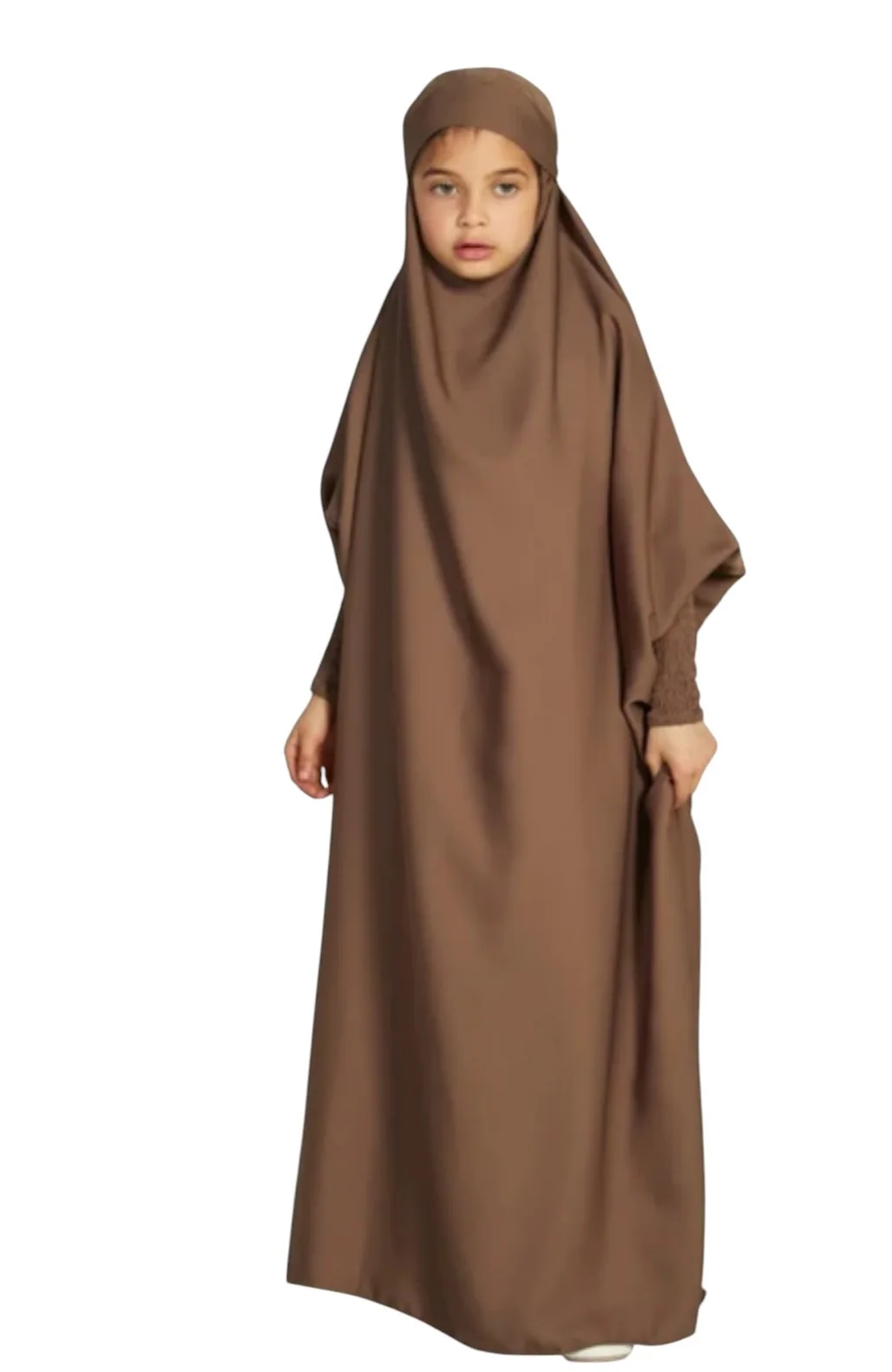 jilbab / Junior Girls One Piece Full Length Jilbab/ Prayer Abaya - Forest Green