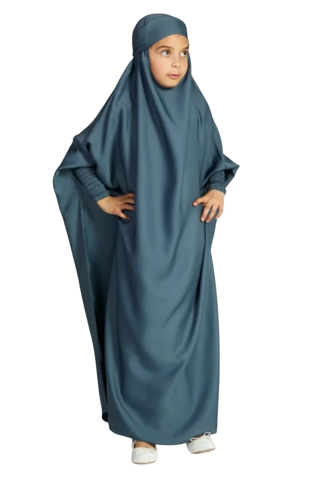 jilbab / Junior Girls One Piece Full Length Jilbab/ Prayer Abaya - Forest Green