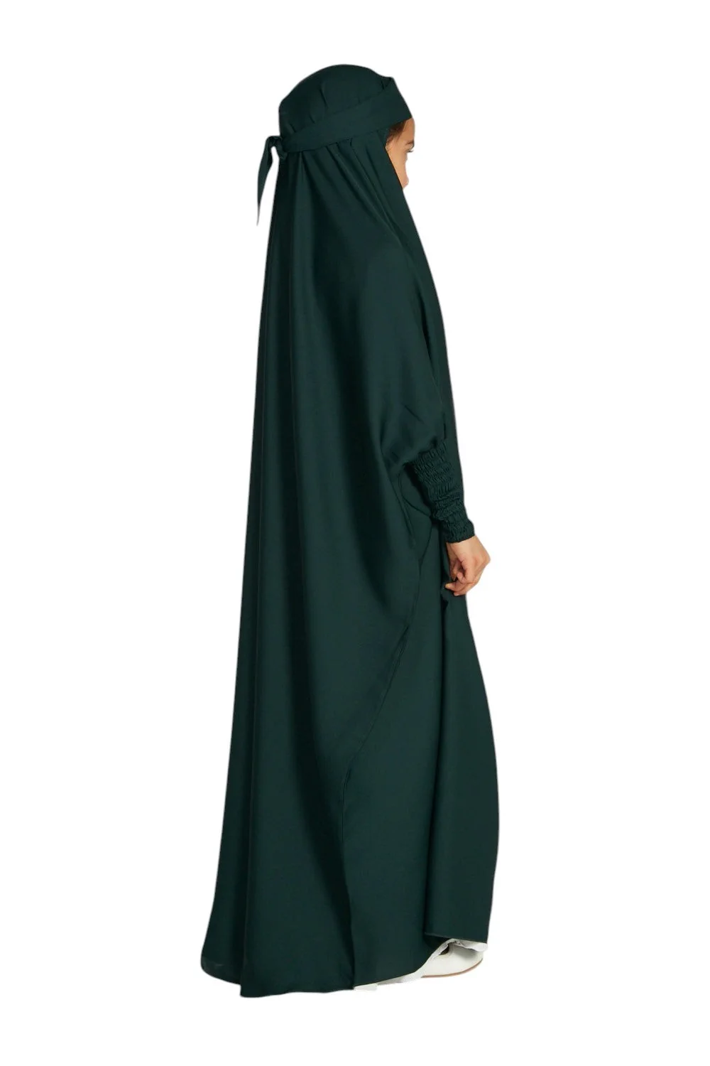 jilbab / Junior Girls One Piece Full Length Jilbab/ Prayer Abaya - Forest Green