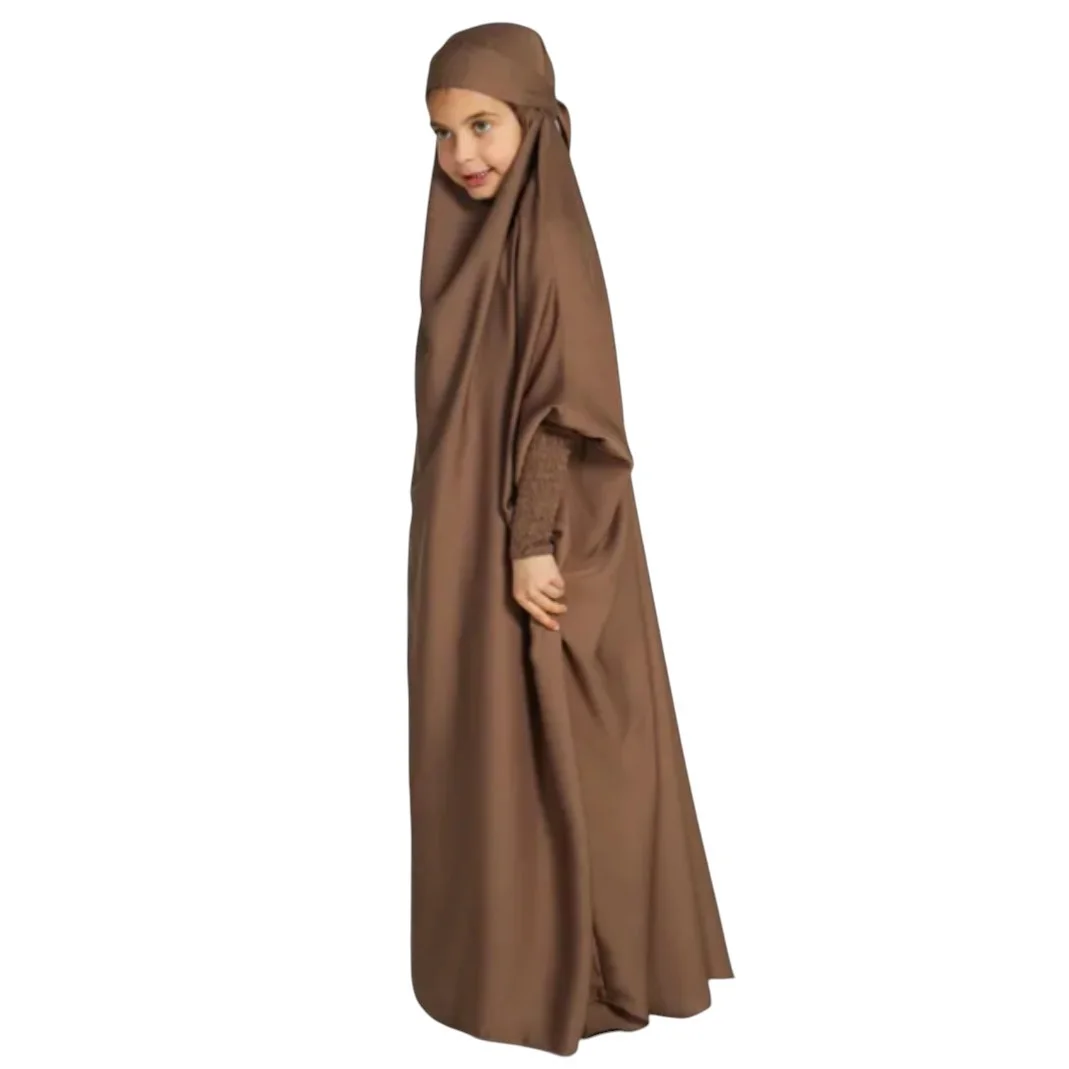 jilbab / Junior Girls One Piece Full Length Jilbab/ Prayer Abaya - Forest Green