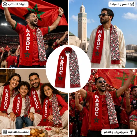 🦁 وشاح المنتخب المغربي – "ديما مغرب" رمز الفخر والانتماء ❤️💚