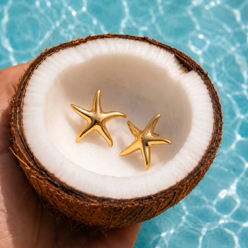 Statement Gold Starfish Earrings — Stainless Steel