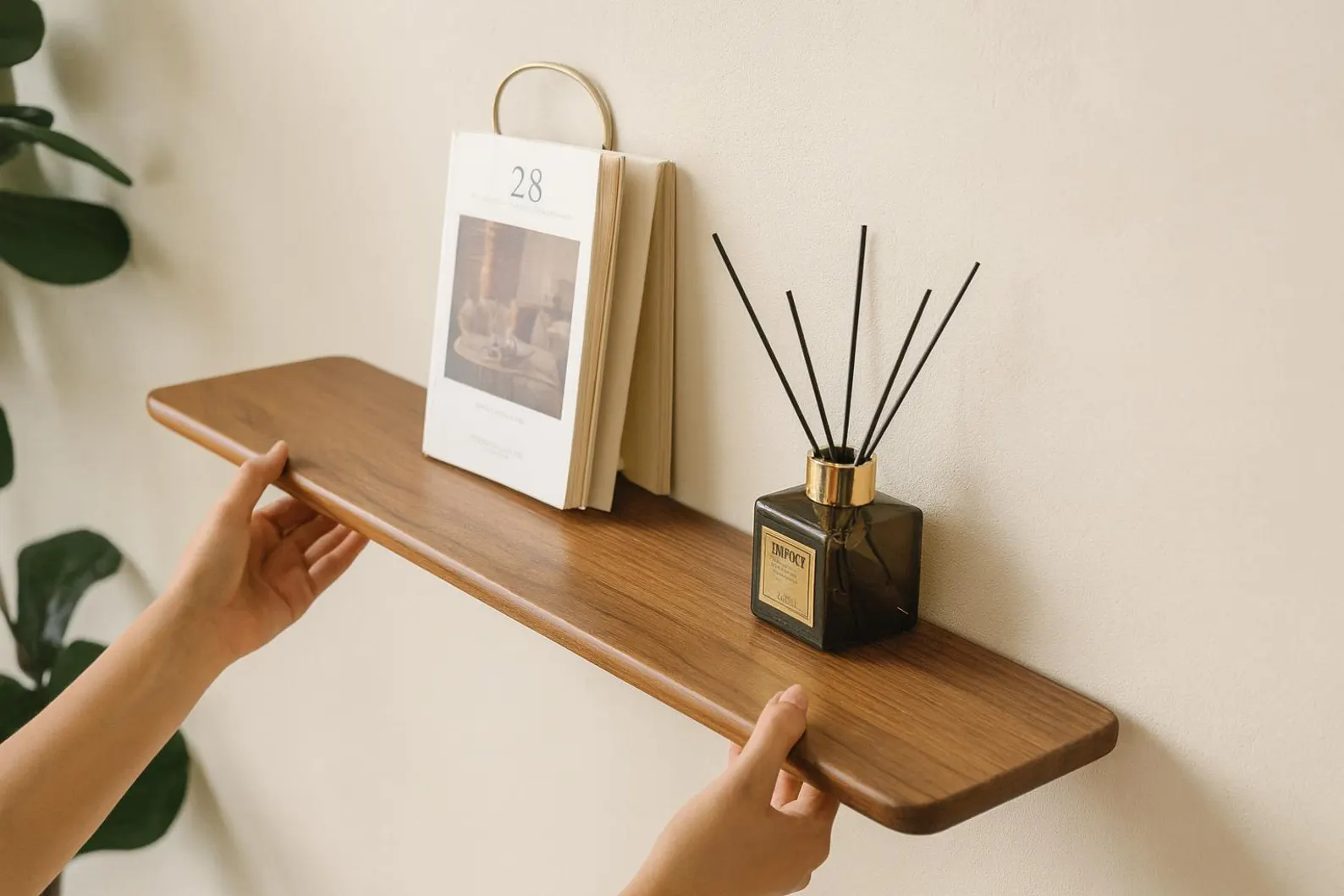 Etagère flottante en noyer noir massif