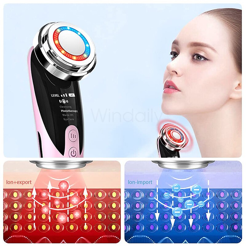 الة رفع الوجه بتقنية الترددات اللاسلكية من لوكس لتدليك الوجه وبكرة لوح غواشا من حجر اليشم الوردي للعناية بالبشرة والجسم والاسترخاء