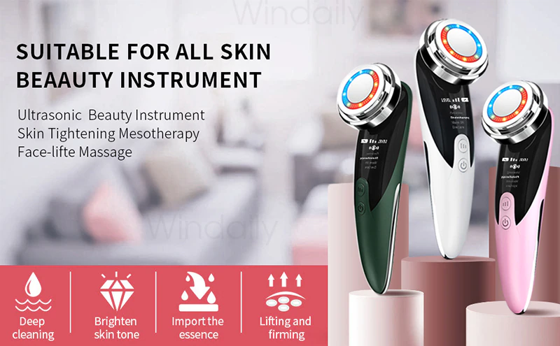 الة رفع الوجه بتقنية الترددات اللاسلكية من لوكس لتدليك الوجه وبكرة لوح غواشا من حجر اليشم الوردي للعناية بالبشرة والجسم والاسترخاء