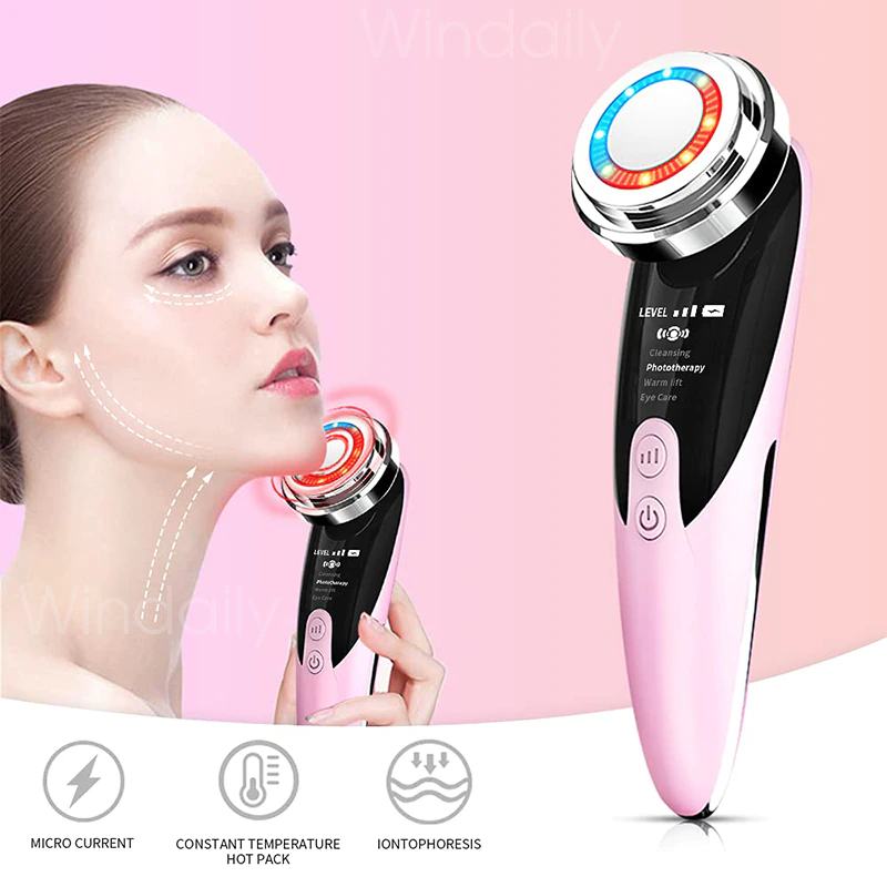 الة رفع الوجه بتقنية الترددات اللاسلكية من لوكس لتدليك الوجه وبكرة لوح غواشا من حجر اليشم الوردي للعناية بالبشرة والجسم والاسترخاء