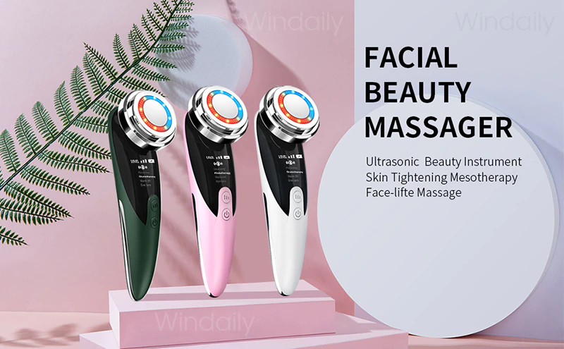 الة رفع الوجه بتقنية الترددات اللاسلكية من لوكس لتدليك الوجه وبكرة لوح غواشا من حجر اليشم الوردي للعناية بالبشرة والجسم والاسترخاء