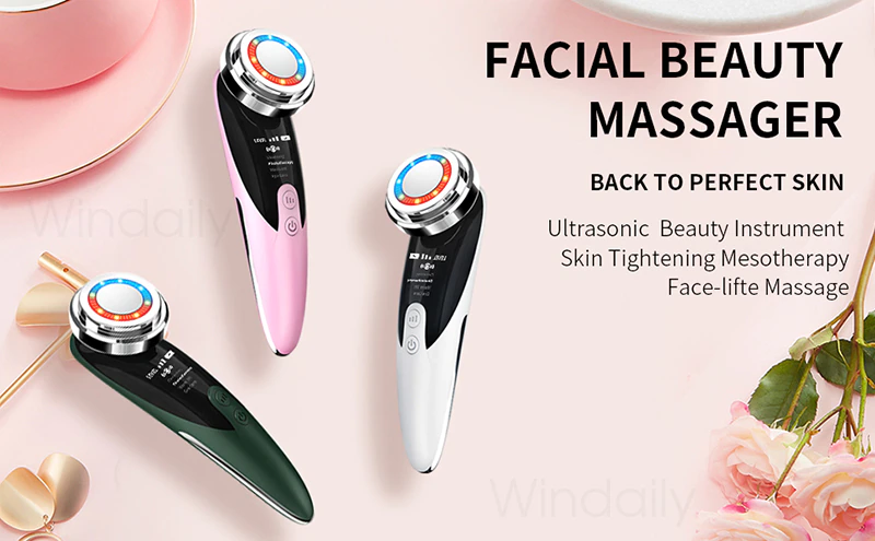 الة رفع الوجه بتقنية الترددات اللاسلكية من لوكس لتدليك الوجه وبكرة لوح غواشا من حجر اليشم الوردي للعناية بالبشرة والجسم والاسترخاء