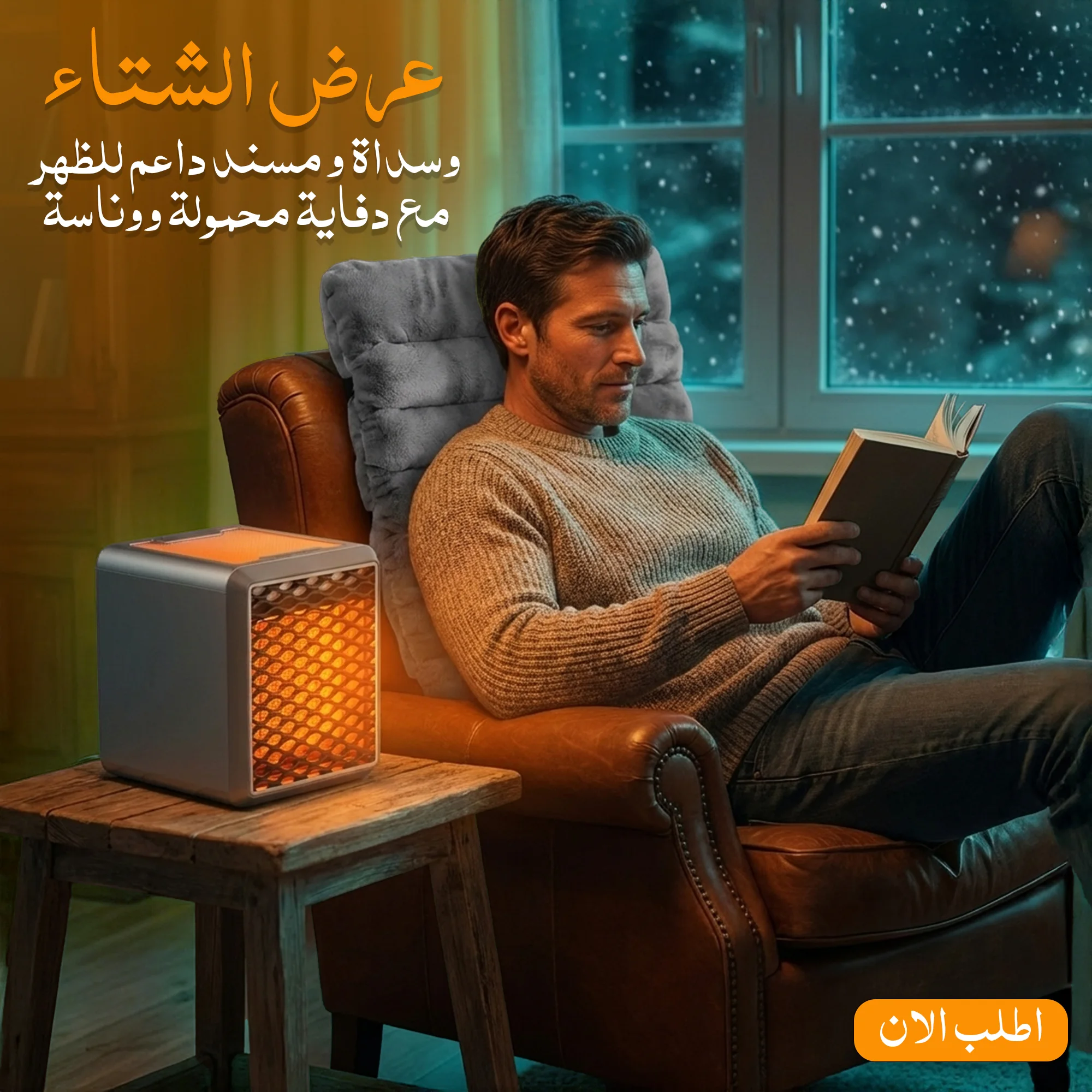 عرض الدفء والراحة: دفاية ديكور (1500 وات) + مسند الظهر الطبي للسيارة والمكتب