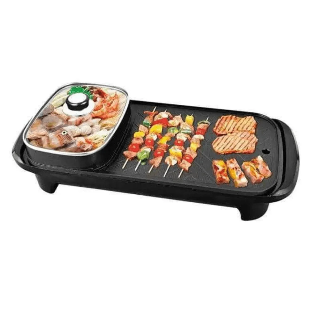 هوت بوت مع شواية كهربائية (2 في 1) | وليمة كاملة في جهاز واحد (شوي وسلق)