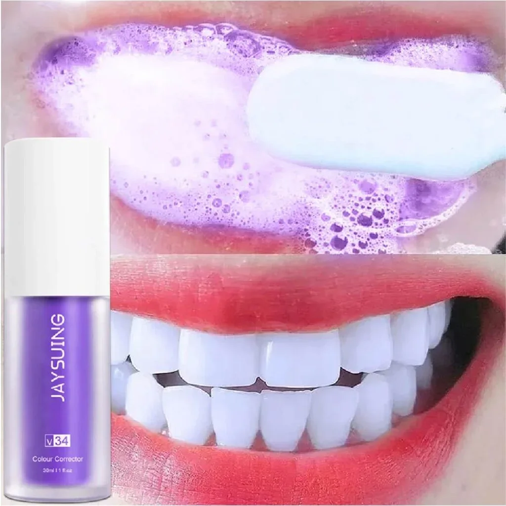 عرض قطعتين | سيروم V34 البنفسجي لتصحيح لون الأسنان – ابتسامة هوليود في 30 ثانية!