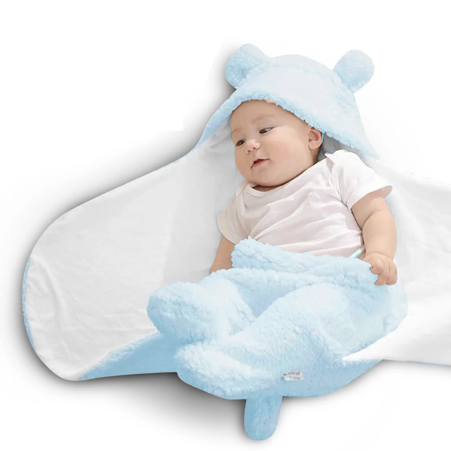 بورت بيبي حديث الولادة (لبني) | كيس نوم شتوي ناعم بأرجل وغطاء رأس