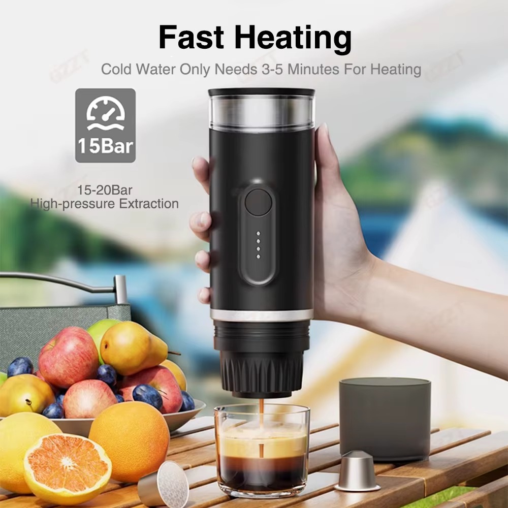 ماكينة اسبريسو وقهوة محمولة (لاسلكية) - صانعة قهوة بضغطة زر