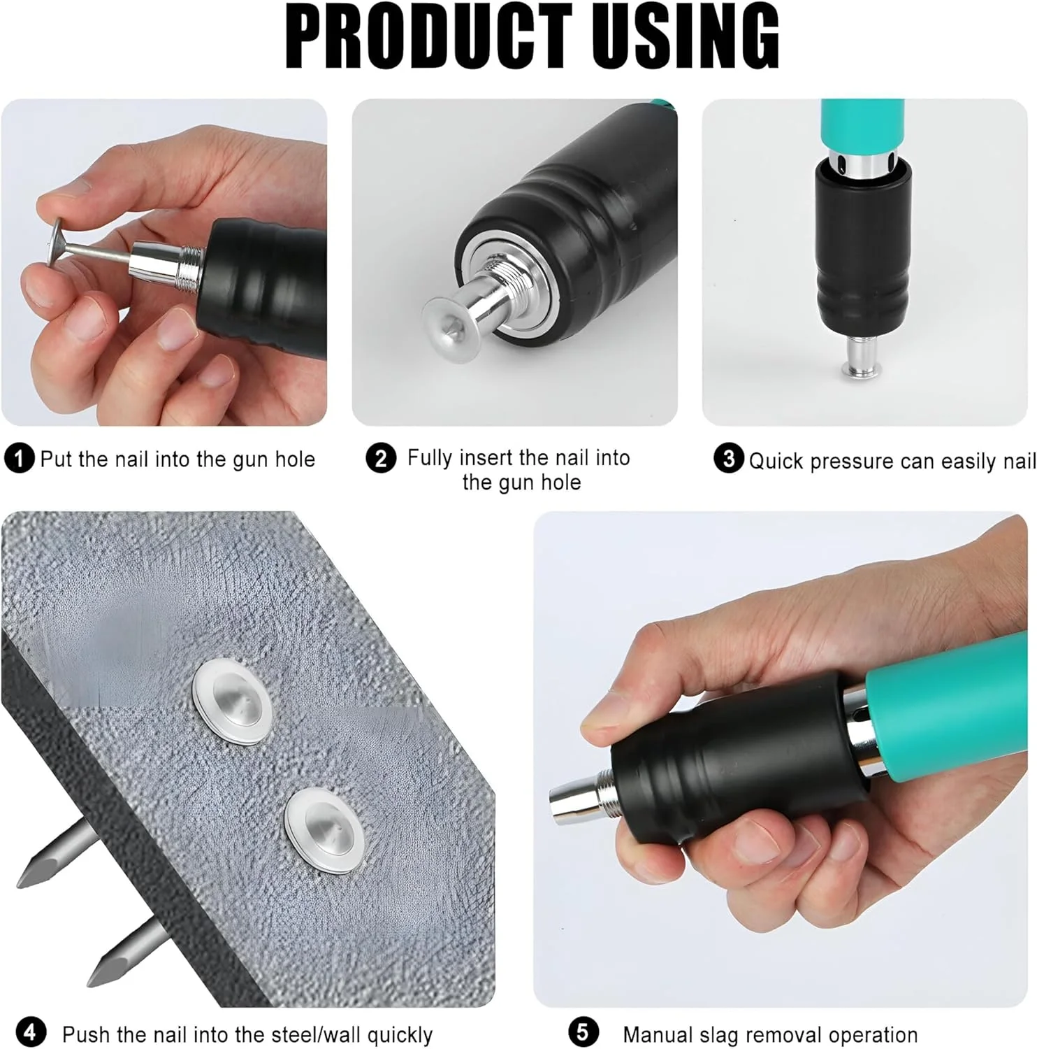 مسدس المسامير الصلب الحديث | بديل الشنيور للخرسانة والحوائط (+ 20 مسمار)