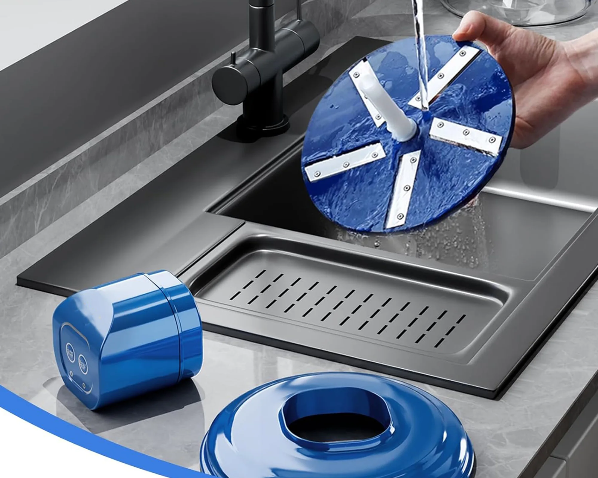 مقشرة كهربائية أوتوماتيكية متعددة الاستخدامات للثوم والفواكه والخضروات - محرك 50 واط (وعاء سعة 200 مم)