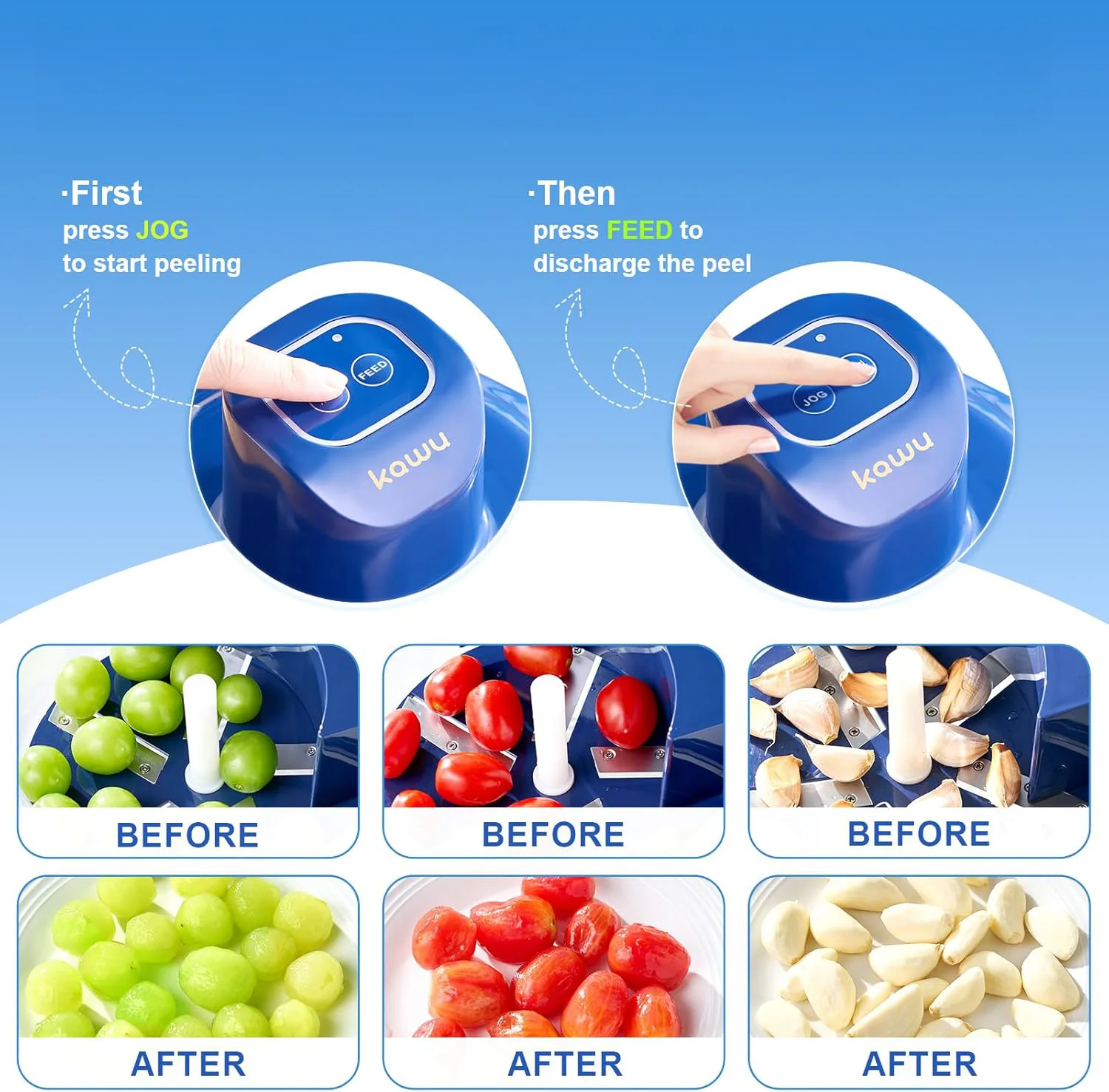 مقشرة كهربائية أوتوماتيكية متعددة الاستخدامات للثوم والفواكه والخضروات - محرك 50 واط (وعاء سعة 200 مم)