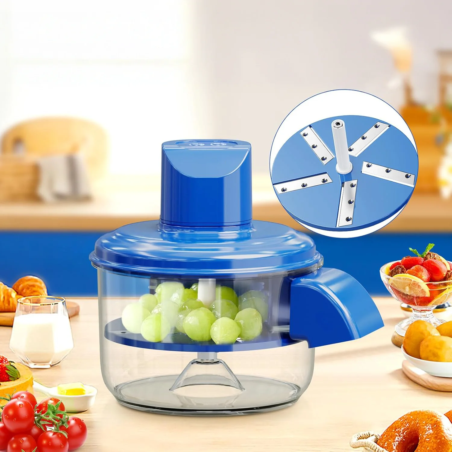 مقشرة كهربائية أوتوماتيكية متعددة الاستخدامات للثوم والفواكه والخضروات - محرك 50 واط (وعاء سعة 200 مم)