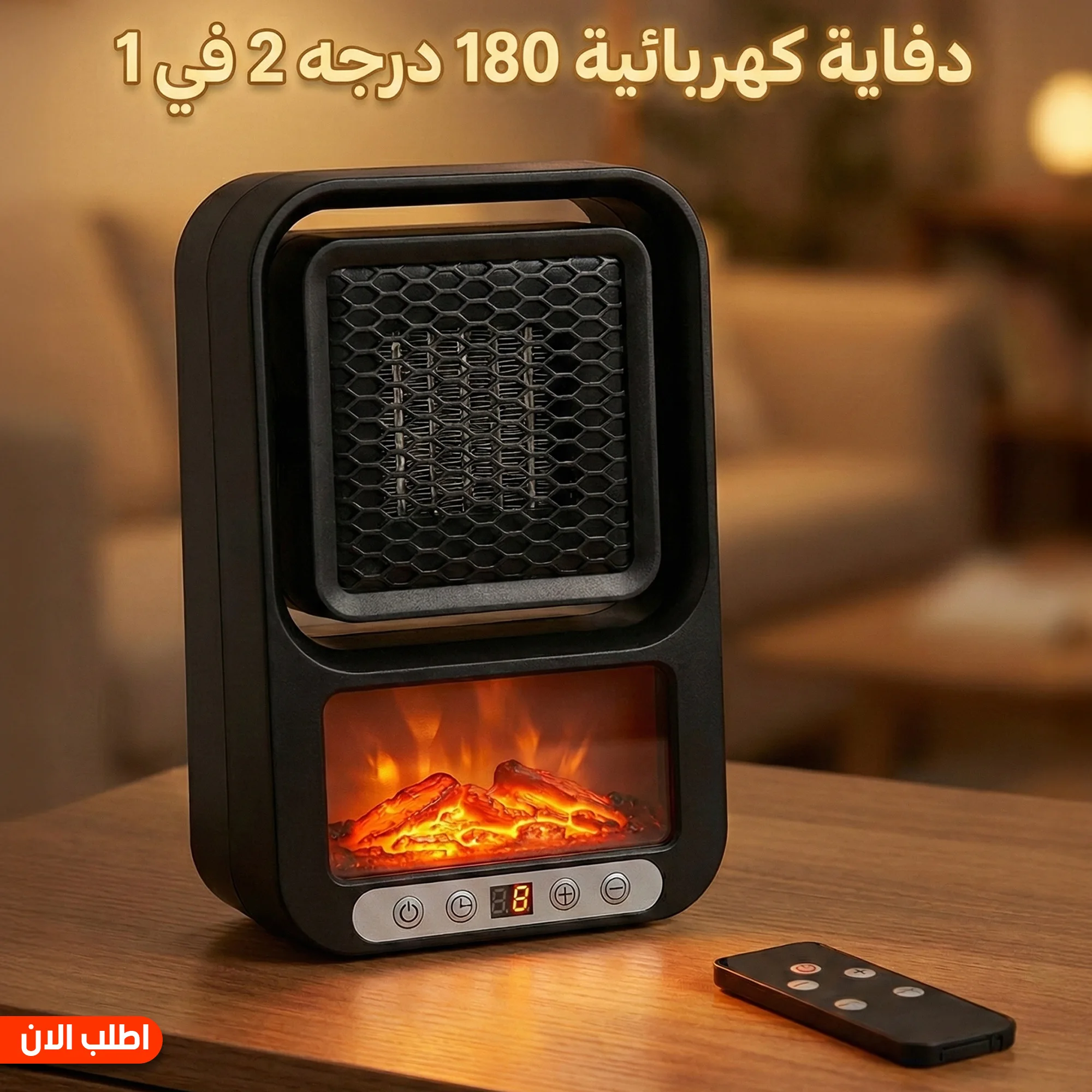 دفاية ومروحة كهربائية 2 في 1 بدوران 180 درجة - صيف وشتاء