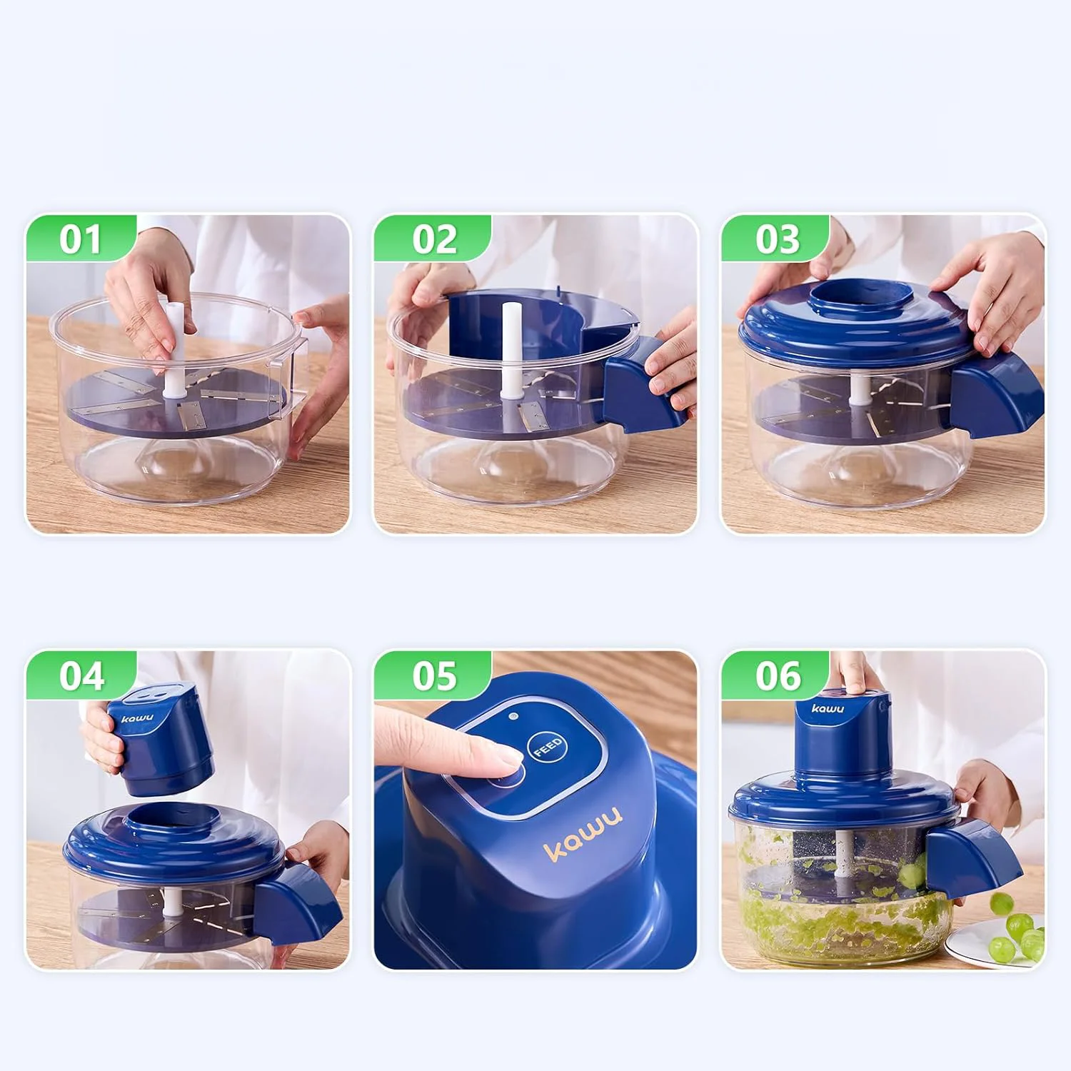 مقشرة كهربائية أوتوماتيكية متعددة الاستخدامات للثوم والفواكه والخضروات - محرك 50 واط (وعاء سعة 200 مم)