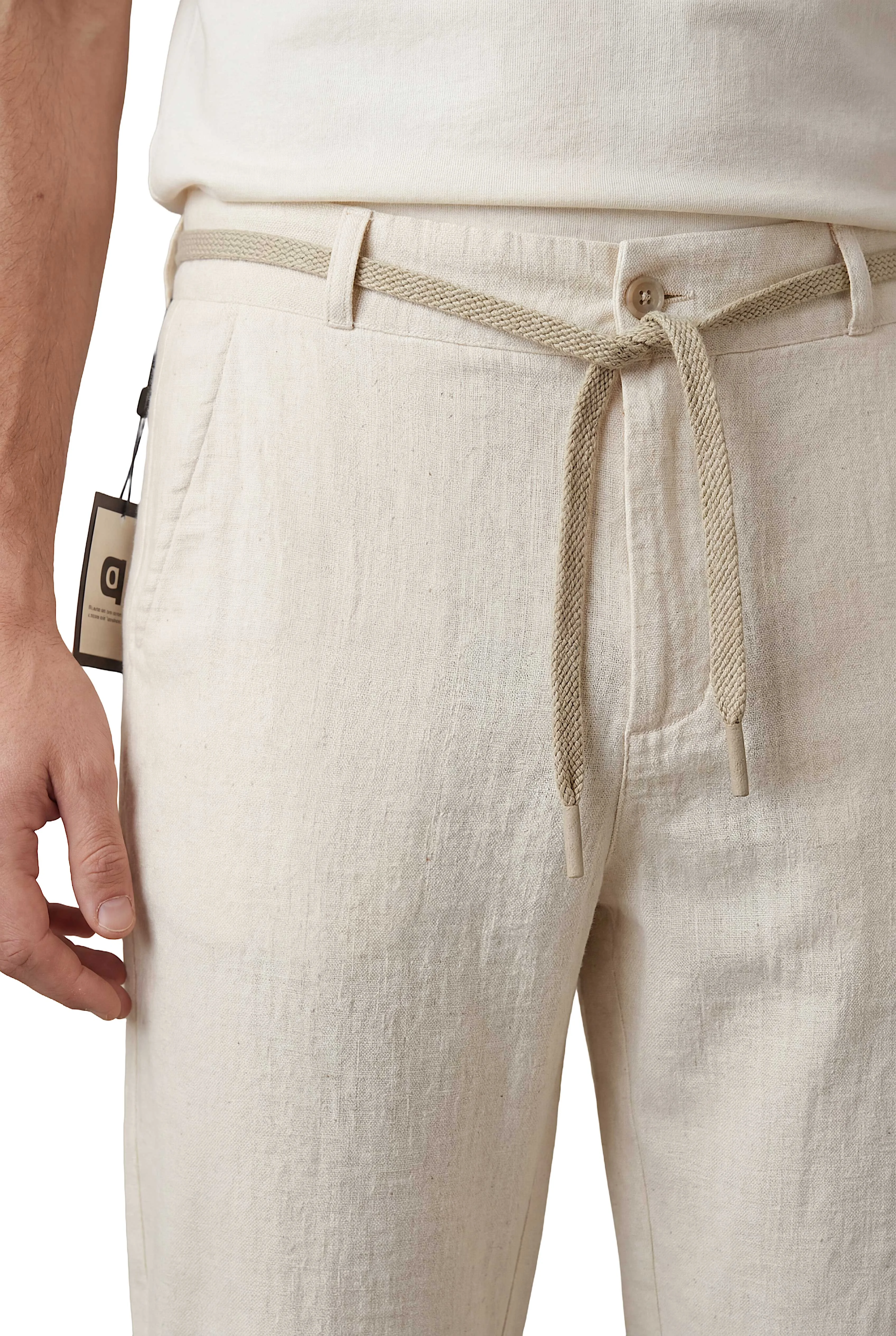 Pantalon Massimo dutti en 100 % Lin Relaxed Fit (Beige).