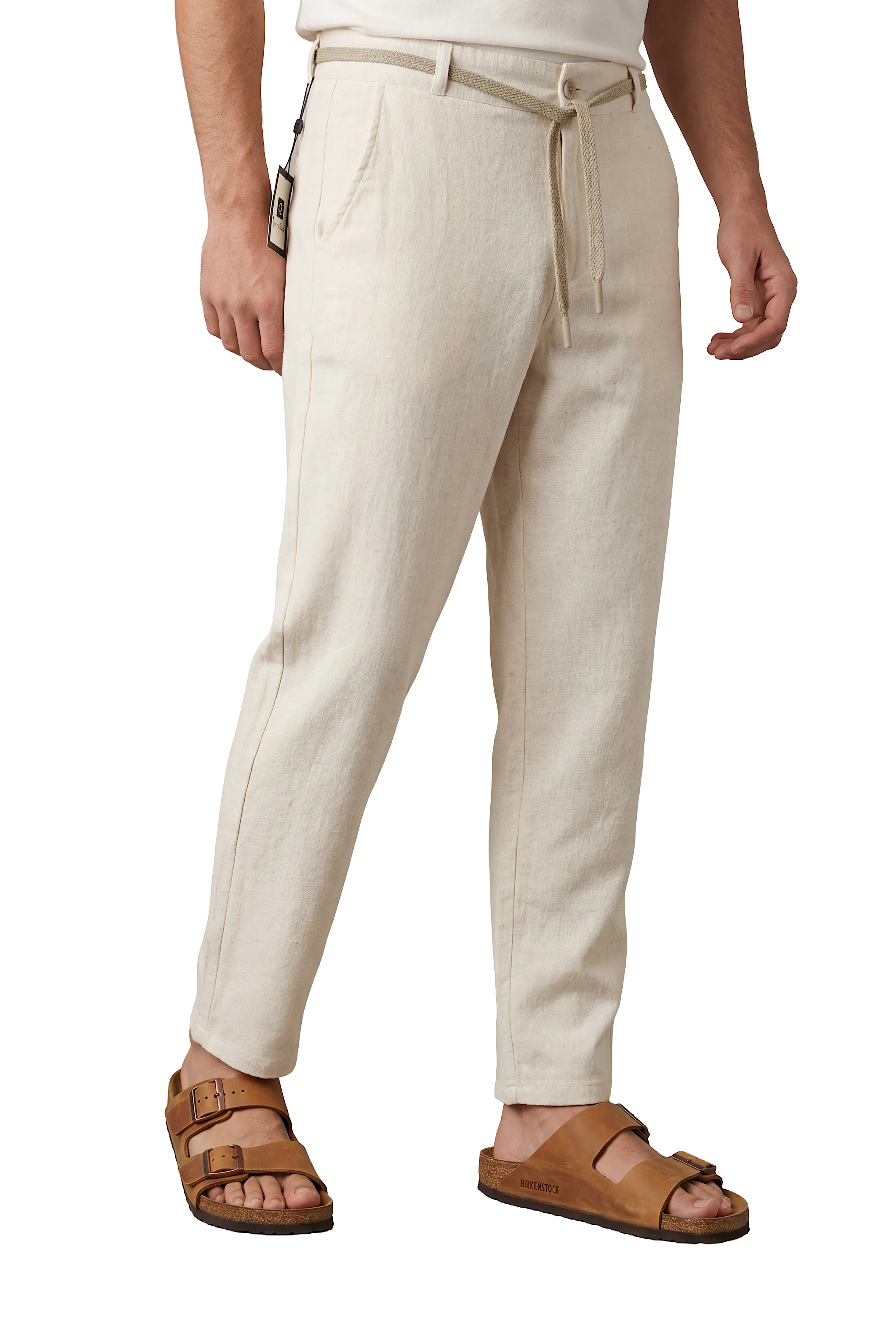 Pantalon Massimo dutti en 100 % Lin Relaxed Fit (Beige).
