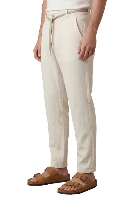 Pantalon Massimo dutti en 100 % Lin Relaxed Fit (Beige)