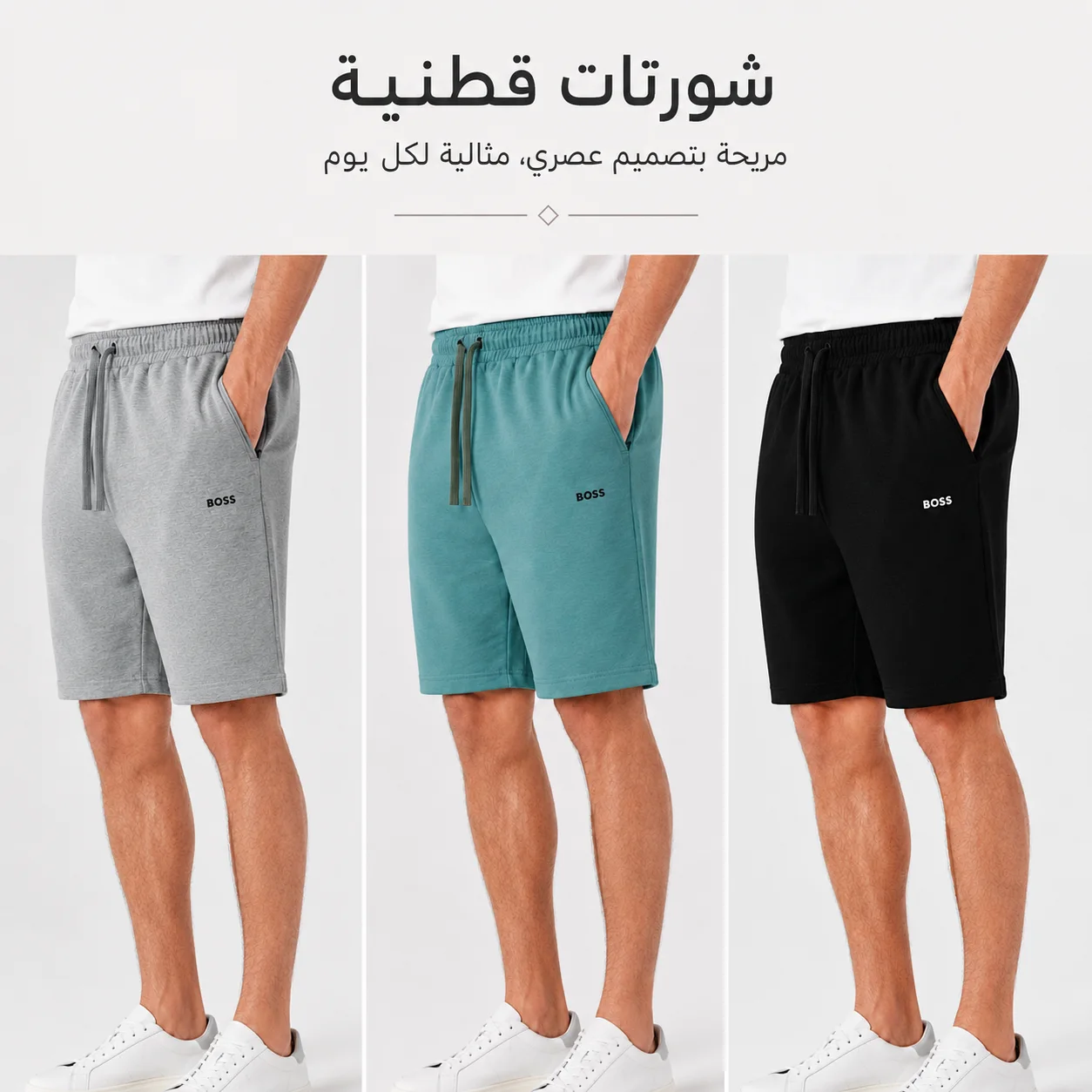 Pack de Shorts Boss de Luxe ( Noir & Vert & Gris )