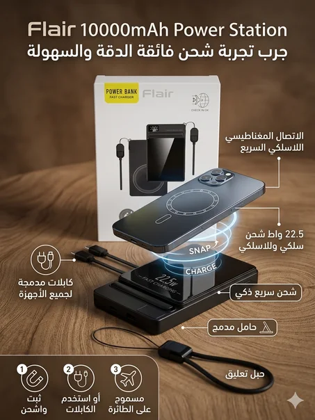 Magnétique SANS fil  power bank -10 000mAh- Flair 22,5W (original)