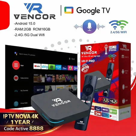 VENCOR Box TV android 15 - 2Gb RAM /16Gb ROM . 1Ans IP Gratuit