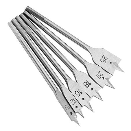 مجموعة رؤوس مثقاب مسطحة من الفولاذ الكربوني للخشب، 6 قطع (10-25 مم)