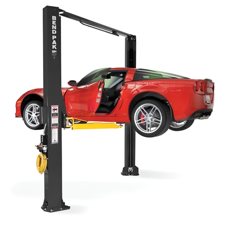 Bendpak xpr-10as-lp low-pro arm design, dual-width, 10,000 lb. capacity, ali certified two-post lift, asymmetric, screw pad