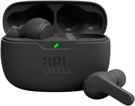 JBL Vibe Beam - Audífonos inalámbricos JBL con graves profundos, Bluetooth 5.2, resistentes al agua y al polvo, llamadas manos libres con VoiceAware, hasta 32 horas de duración de batería (ne