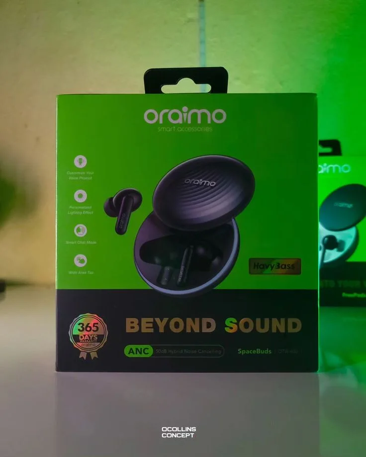 oraimo SpaceBuds Ecouteurs à réduction de bruit ANC 50dB avec personnalisation des commandes vocales