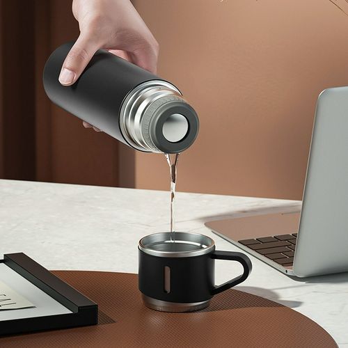 Ensemble de flacons isothermes avec 3 tasses en acier boisson chaude/froide500ml VACUUM FLASK