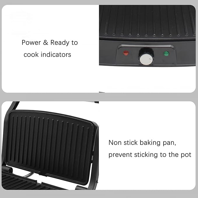 grand Panini Grill électrique Antiadhésif multifonction Ouverture 180, 2000W